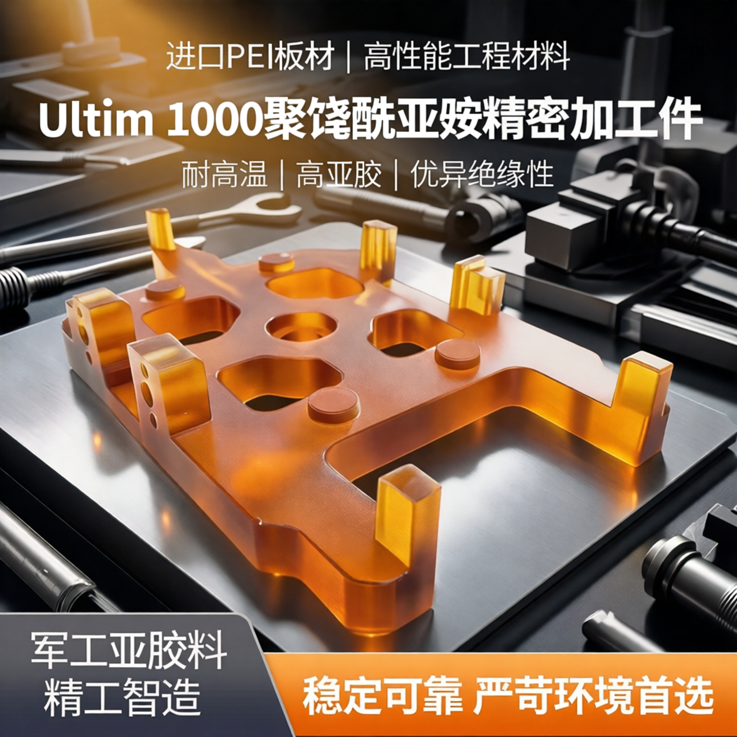 进口琥珀色pei板材ultem1000聚醚酰亚胺PEI棒零切加工psu聚砜棒料