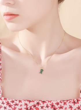 小恐龙纯银可爱卡通锁骨链