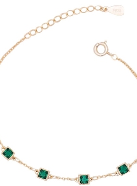 日韩风祖母绿百搭叠戴心形手链