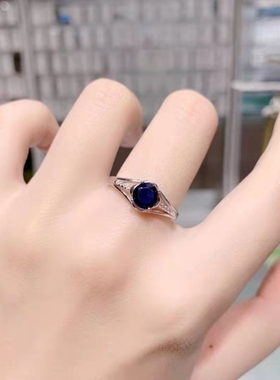 S纯银镶嵌宝石戒指时尚防真钻钻戒开口可调节气质百搭指环女款