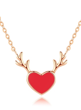 感温变色鹿角锁骨链送女友礼物