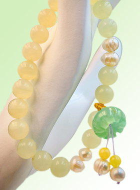 天然方解石绿南瓜手链女款手串