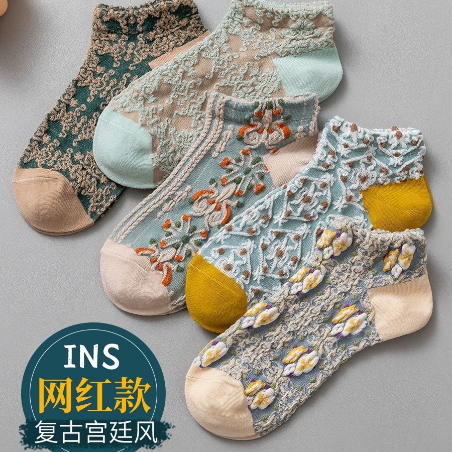 韩版复古宫廷袜立体浮雕
