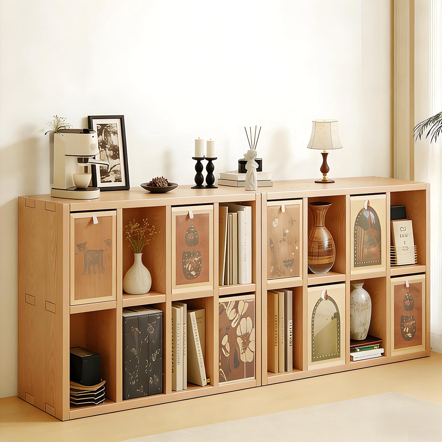 全实木格子柜落地儿童绘本架多格收纳幼儿园书柜自由组合置物矮柜,住宅家具,书架,淘宝优惠券,粉丝福利购,淘宝优惠卷