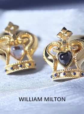 WILLIAM MILTON金色皇冠高端法式袖扣男士轻奢袖口扣定制衬衫袖钉