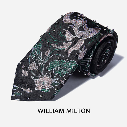 WILLIAMMILTON刺绣锦鲤之缘领带