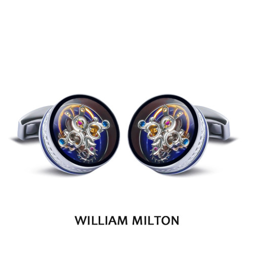 WILLIAMMILTON蓝珐琅陀飞轮袖扣