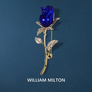 MILTON蓝色妖姬玫瑰胸针轻奢胸花西服配饰百搭领针礼盒装 WILLIAM