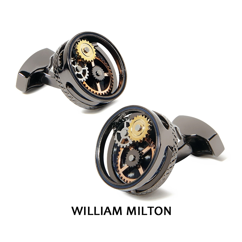 英国风经典圆形齿轮袖扣男士礼物