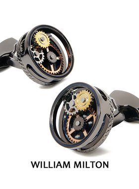 WILLIAM MILTON英国风经典圆形齿轮袖扣男镂空设计高端袖口钉礼盒