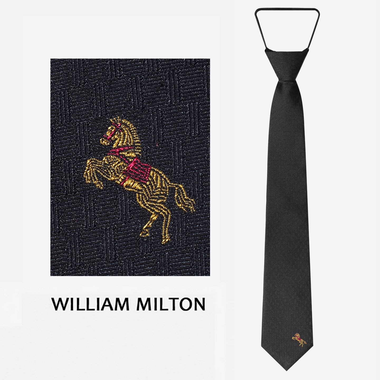 WILLIAM MILTON马到功成真丝刺绣领带男士高档拉链免打领带礼盒装,服饰配件/皮带/帽子/围巾,领带,淘宝优惠券,粉丝福利购,淘宝优惠卷