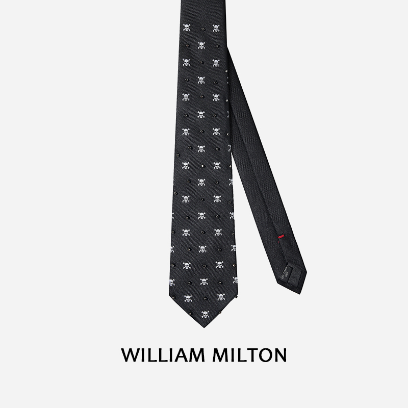 WILLIAMMILTON骷髅刺绣手工领带