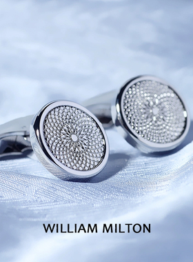 WILLIAM MILTON高级感袖扣礼物男士生日礼物玑镂雕花时尚袖钉配饰