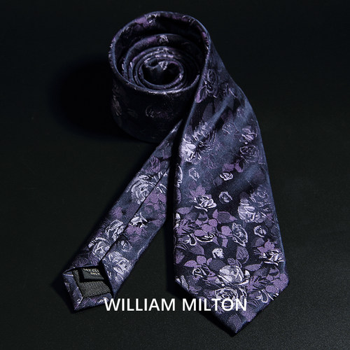 WilliamMilton真丝玫瑰男士领带