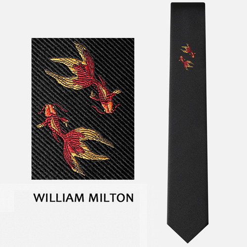 WILLIAMMILTON锦鲤刺绣领带