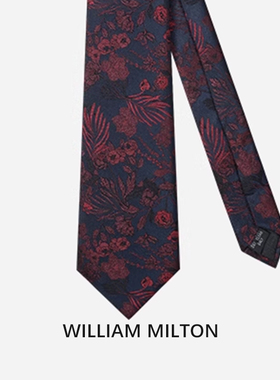 WILLIAM MILTON暗香疏影真丝手打领带男士时尚休闲商务桑蚕丝礼盒
