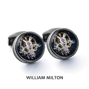 WILLIAM MILTON英伦时尚机械齿轮陀飞轮袖扣男士高档配饰法式袖钉
