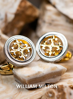 WILLIAM MILTON经典鸢尾花袖扣男手工制作袖钉商务休闲袖口扣礼盒