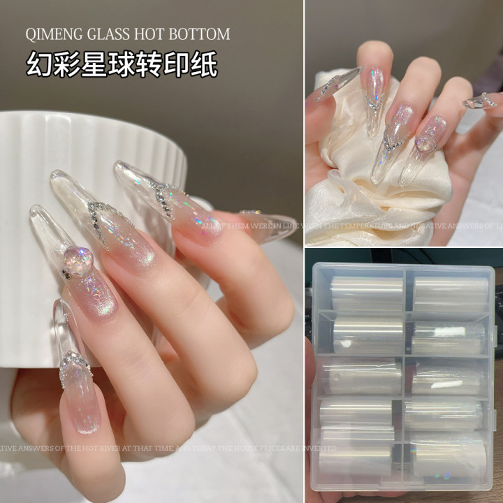 【菊籽老师推荐】幻彩星球转印纸美甲多彩透明偏光图案指甲装饰贴