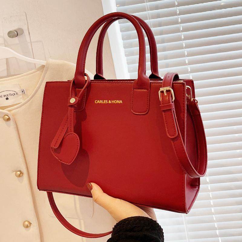 红色包结婚包新娘包包女2023新款手提包大容量婚礼斜挎托特包婚包