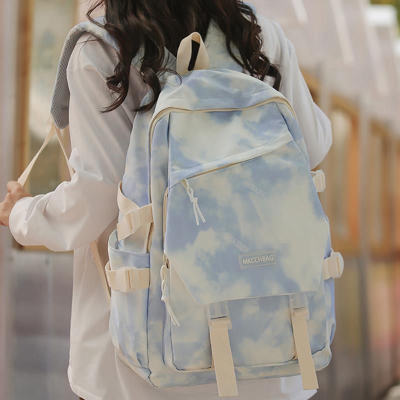 2026新款小众扎染书包女初中生高中大学生高颜值ins轻便双肩揹包