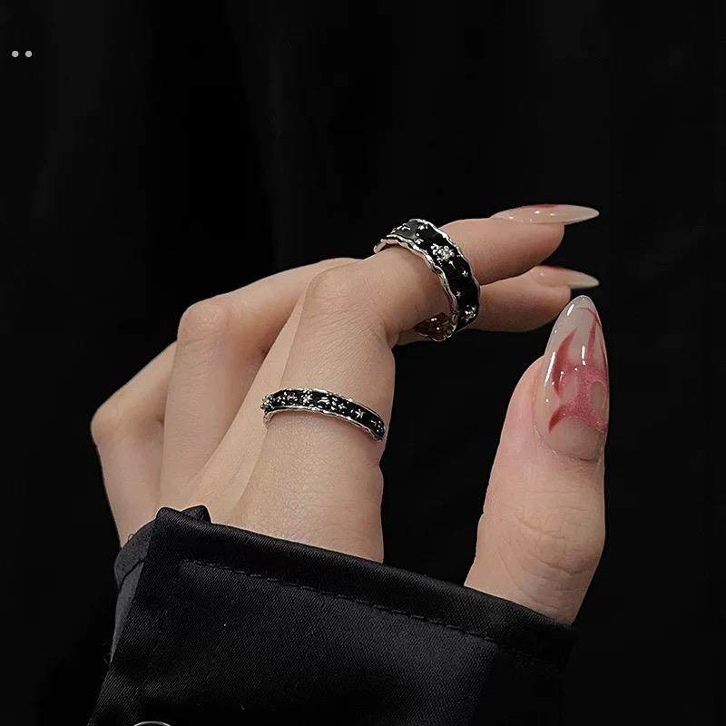 ACC 小众设计冷淡风情侣对戒开口可调高级感暗黑色星星戒指男指环