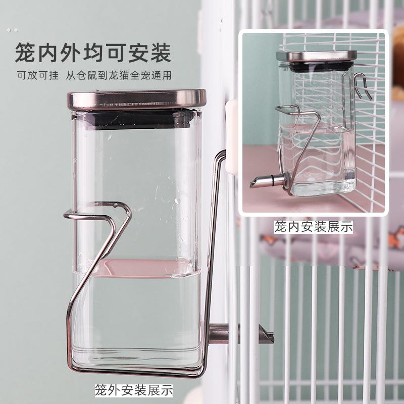 撞针式鹦鹉饮水器玻璃大容量不锈钢鸟用自动喂水鸟笼水壶喝水小鸟