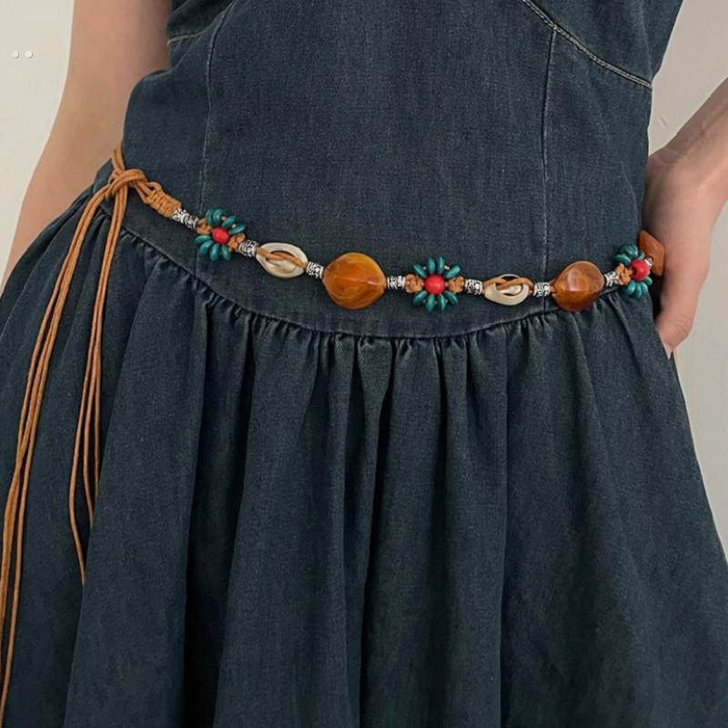 波西米亚y2k覆古腰炼民族风腰绳配饰棕色小众简约编织设计感腰带