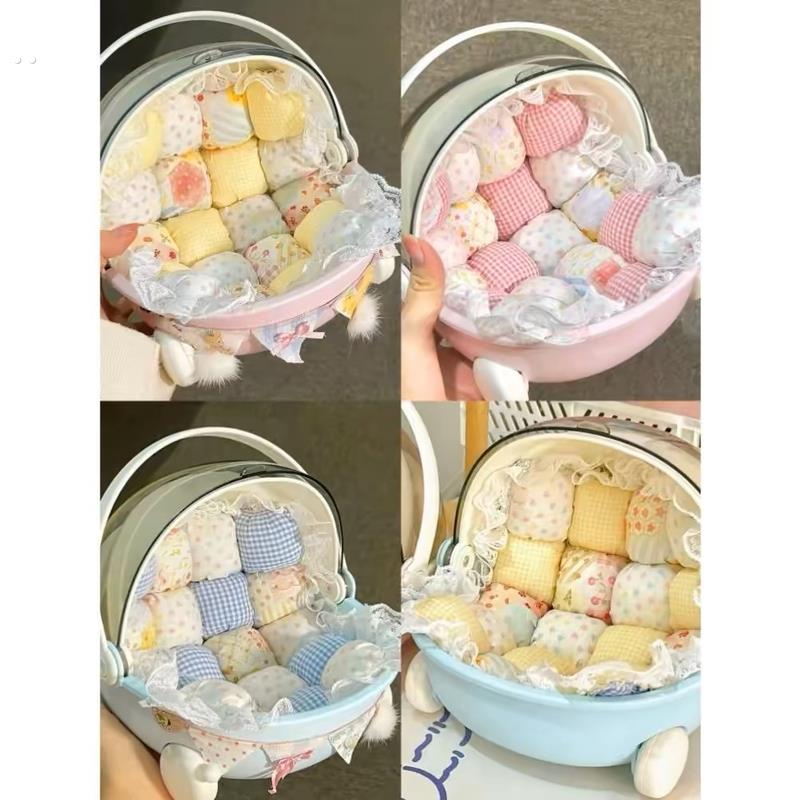 手提桌面摇篮收纳盒子棉花娃娃可爱宿舍好物零食筐bjd ob11婴儿车