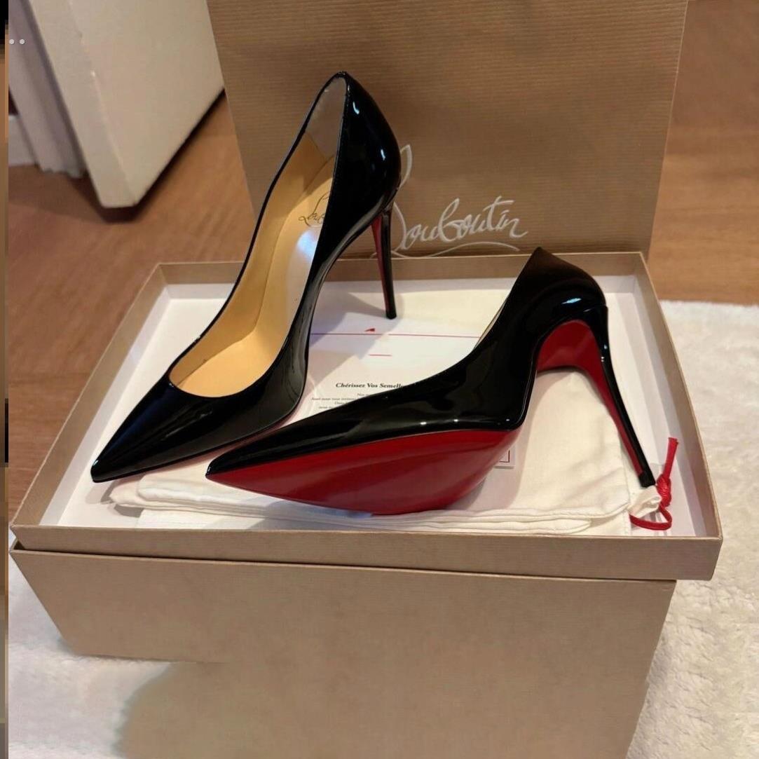 高跟鞋新款女细跟2022年新款夏季黑色红底10厘米性感尖头单鞋