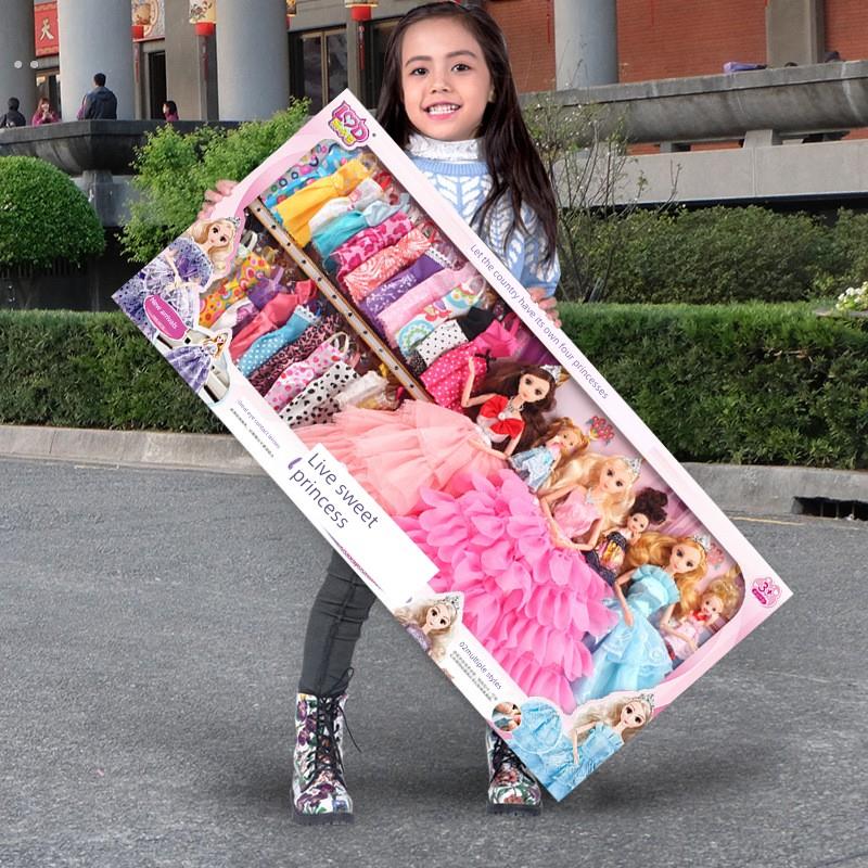巴比娃娃套装大礼盒大号公主高颜值60厘米可换装新款女孩玩具衣服