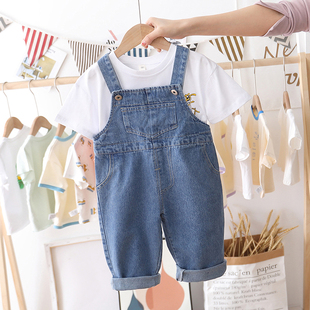 男童背带裤洋气韩版牛仔裤子2023新款夏季装宝宝宽松中小童薄款