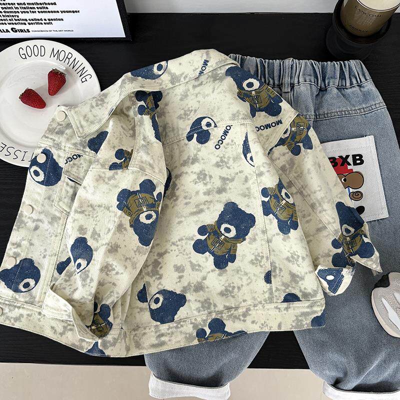 男童外套春秋装2025新款儿童洋气牛仔夹克卡通春季宝宝帅气上衣潮