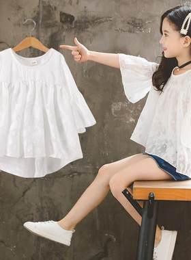 女童短袖t恤2024新款夏季洋气夏款大童半袖儿童装雪纺上衣服夏装