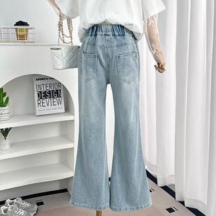 女童牛仔裤夏季薄款2025新款儿童春秋时髦喇叭裤大童夏装微喇裤子