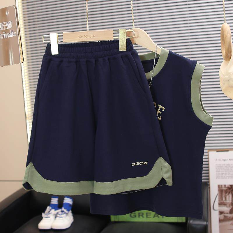 儿童装男童夏装无袖背心套装2025新款夏季中大童运动夏款速干球服