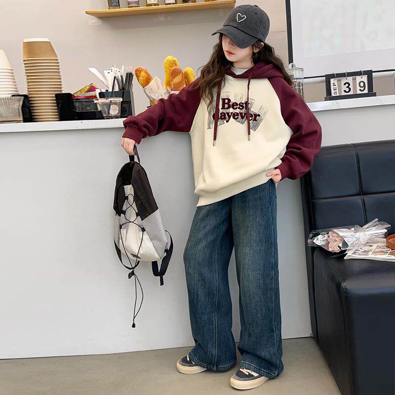 女童卫衣春秋款2025新款洋气春装儿童中大童连帽春季初中生上衣薄