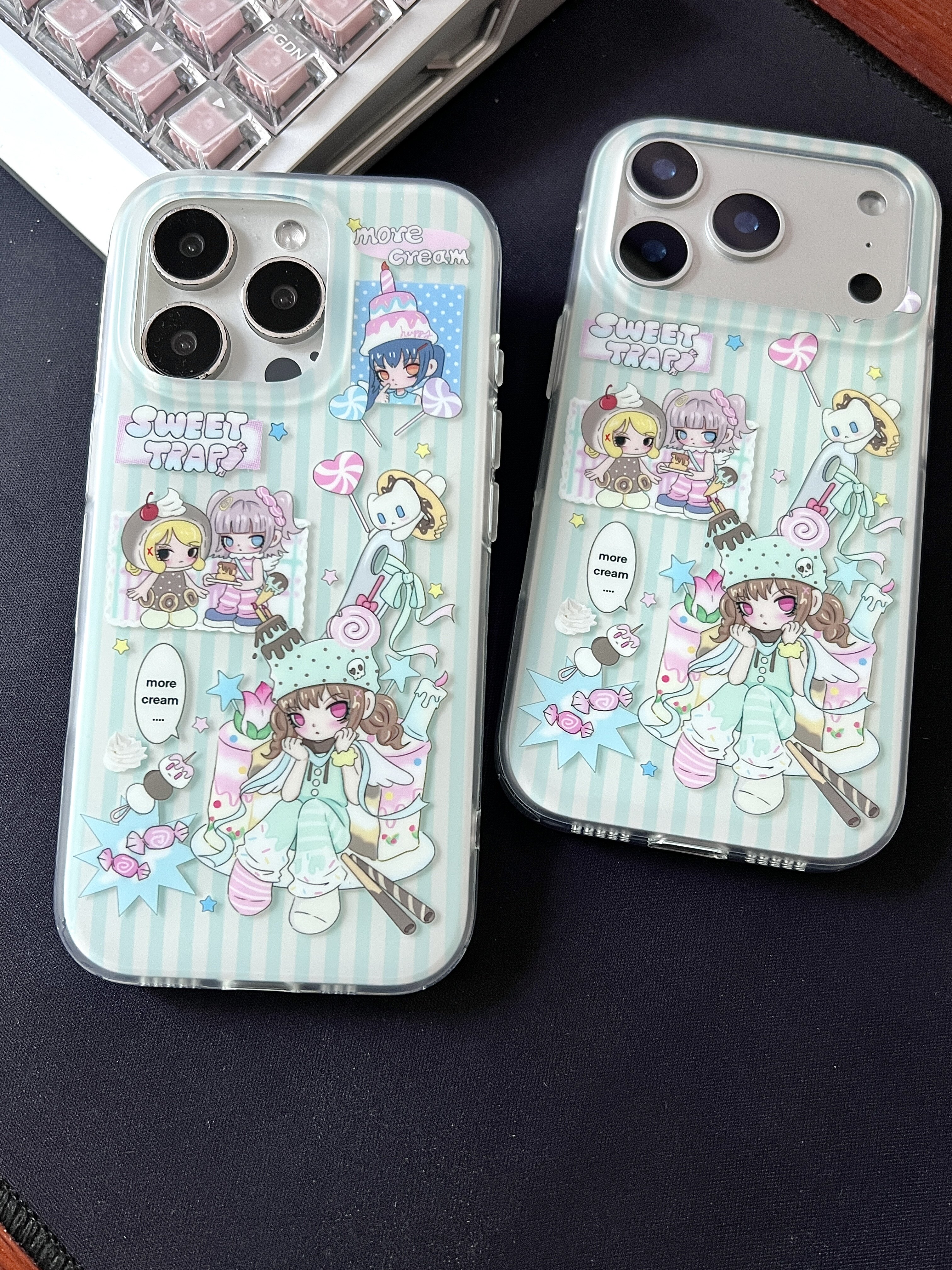 福星LuckyStars原创可爱甜品女孩适用于18promax手机壳磨砂17双层16/15小盐巴同款底壳