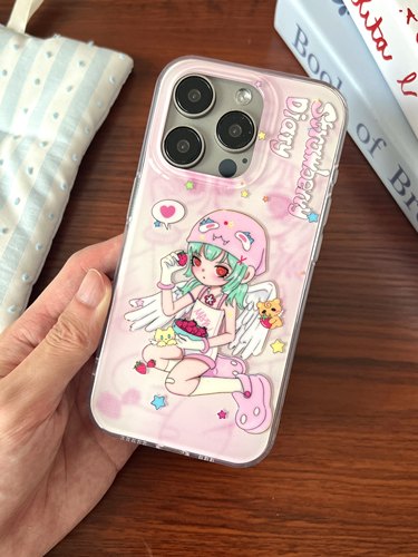 福星LuckyStars原创草莓女孩适用于18promax手机壳可爱17双层光面16-14小盐巴同款底壳