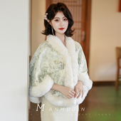 国风斗篷毛绒披肩拍照写真汉服披风开衫 时尚 秋冬保暖外搭中式 外套