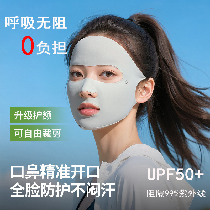 防晒口罩女夏季户外跑步运动专用冰丝透气面罩露嘴鼻防紫外线薄款