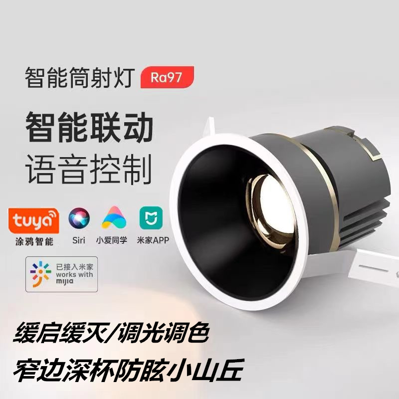 己接入智能米家涂鸦Zigbee3.0G调光调色筒射灯窄边防眩深杯无主灯