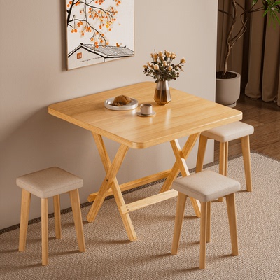 全实木折叠餐桌方便收纳携带