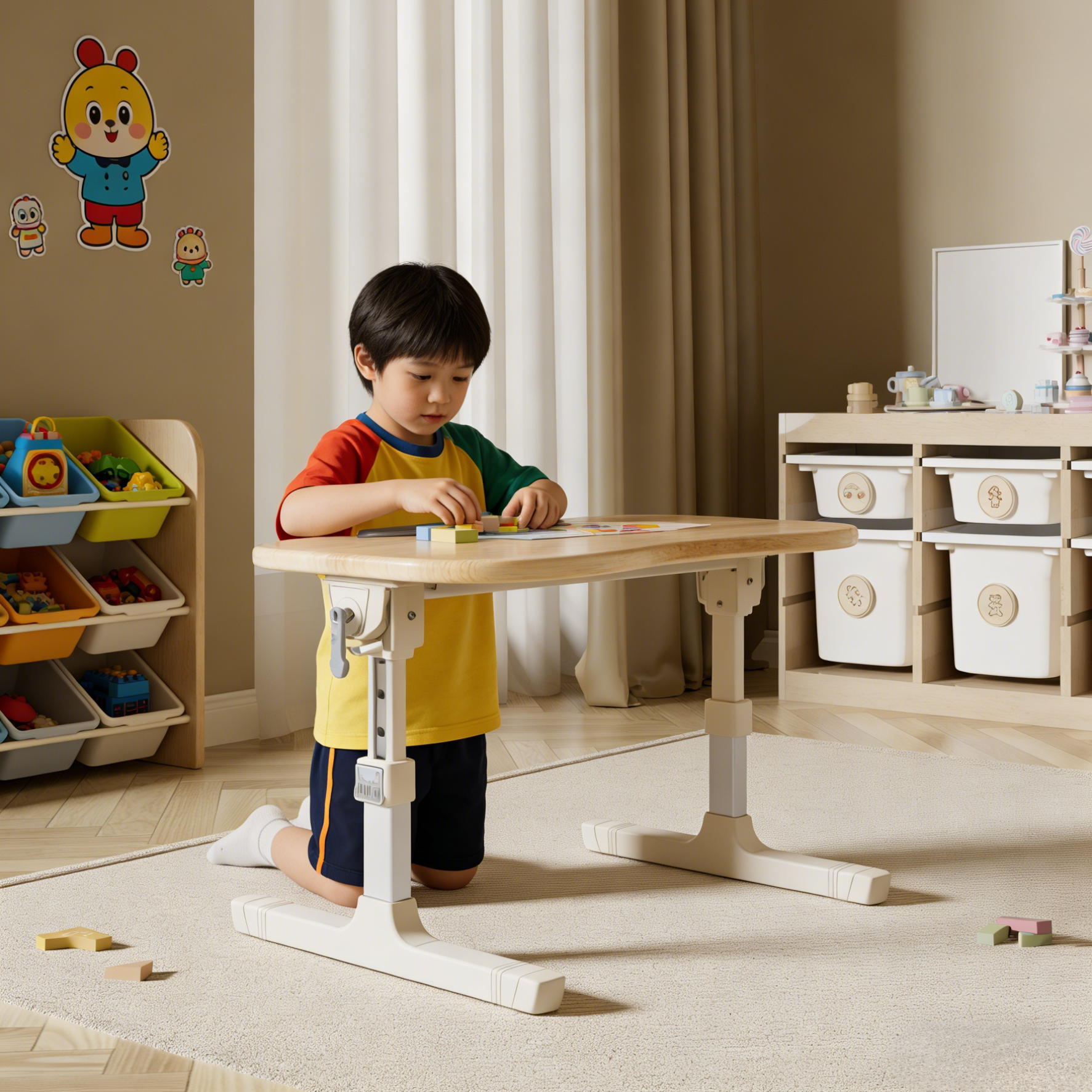 实木花生桌可折叠升降儿童学习桌宝宝积木游戏玩具幼儿绘本阅读架,住宅家具,儿童桌/手工桌,淘宝优惠券,粉丝福利购,淘宝优惠卷