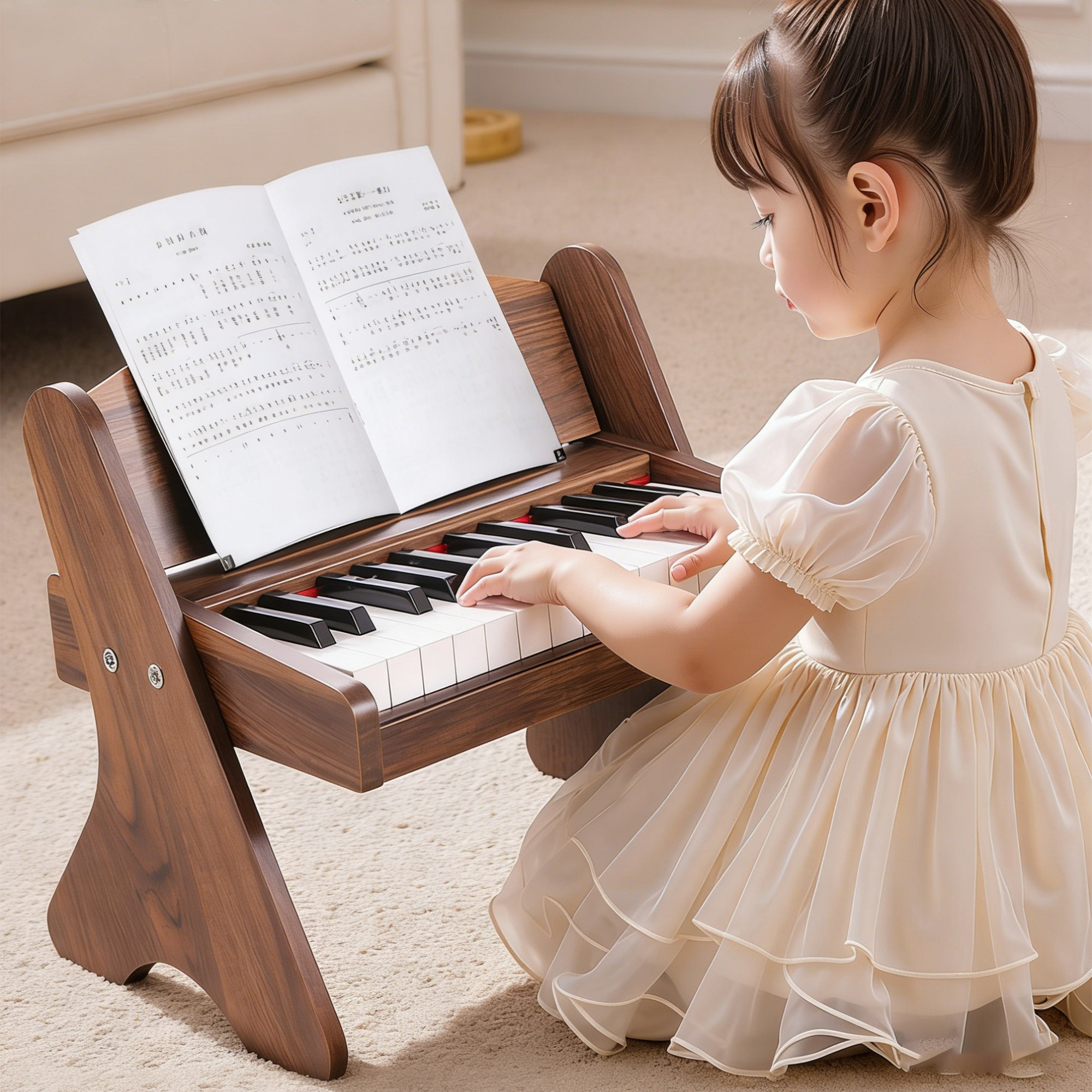 赞弥木质儿童小钢琴迷你电子琴宝宝幼儿男女孩周岁婴儿玩具礼物