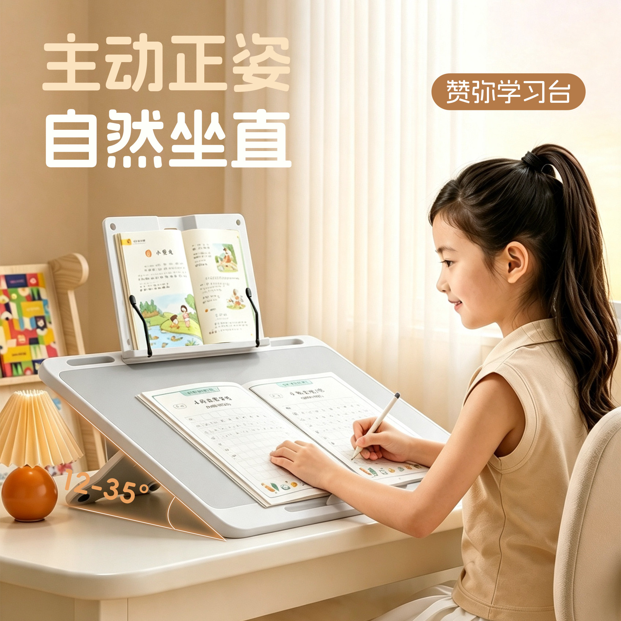 儿童桌面可调护眼正姿阅读架图片