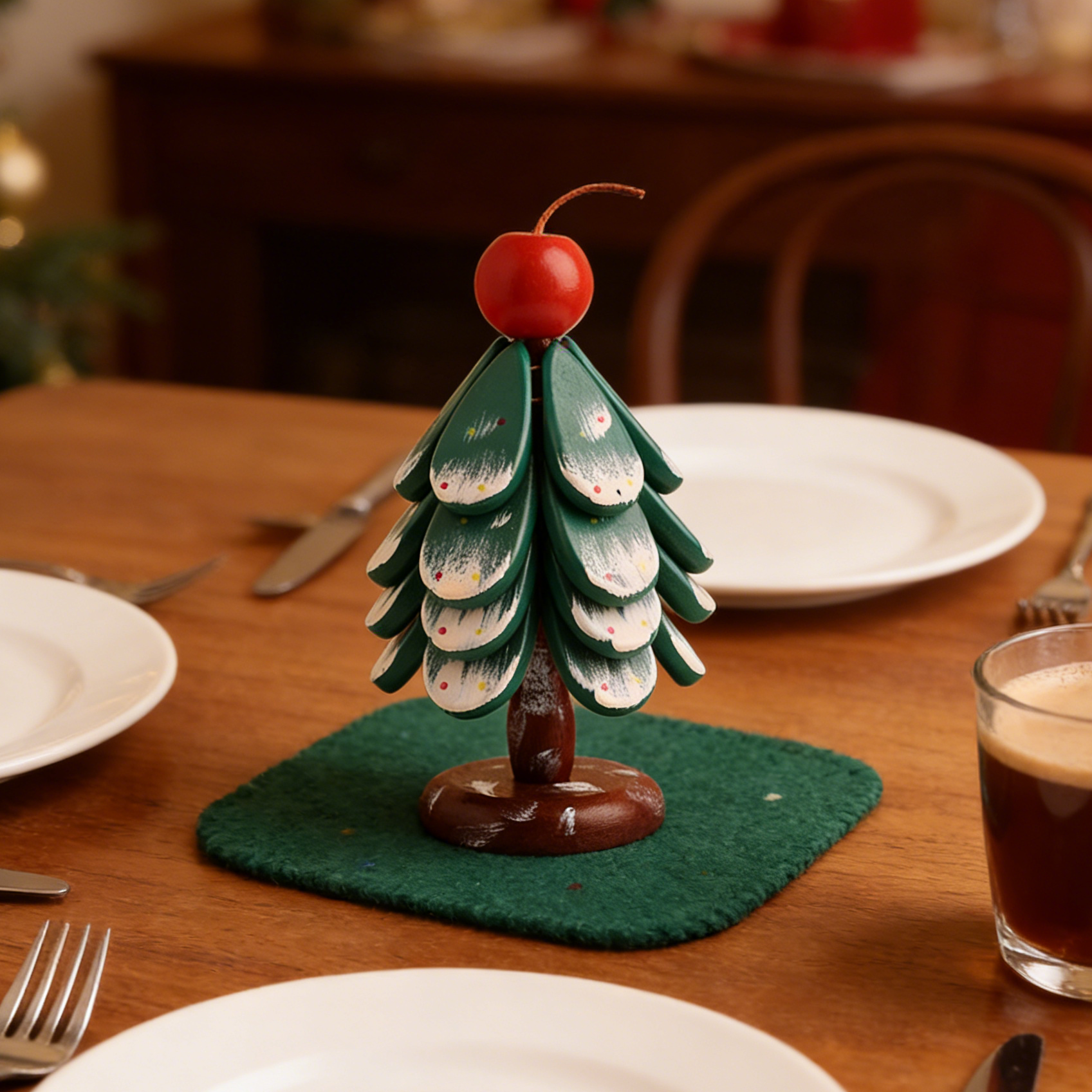 创意圣诞树隔热垫餐桌氛围感摆件创意一棵树实木防烫锅垫杯垫碗垫,餐饮具,餐垫,淘宝优惠券,粉丝福利购,淘宝优惠卷