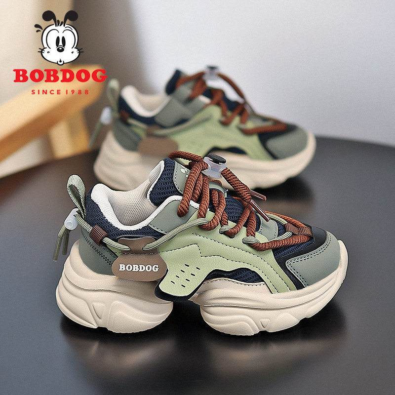 巴布豆男童运动鞋春秋2026新款中大童网面透气休闲百搭儿童老爹鞋