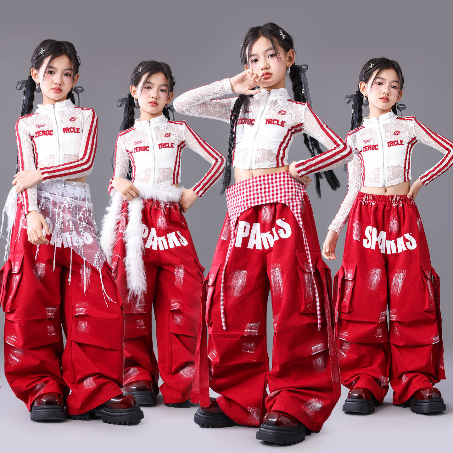 爵士舞服装女童潮酷时髦少儿爵士演出服女团儿童走秀潮服jazz套装