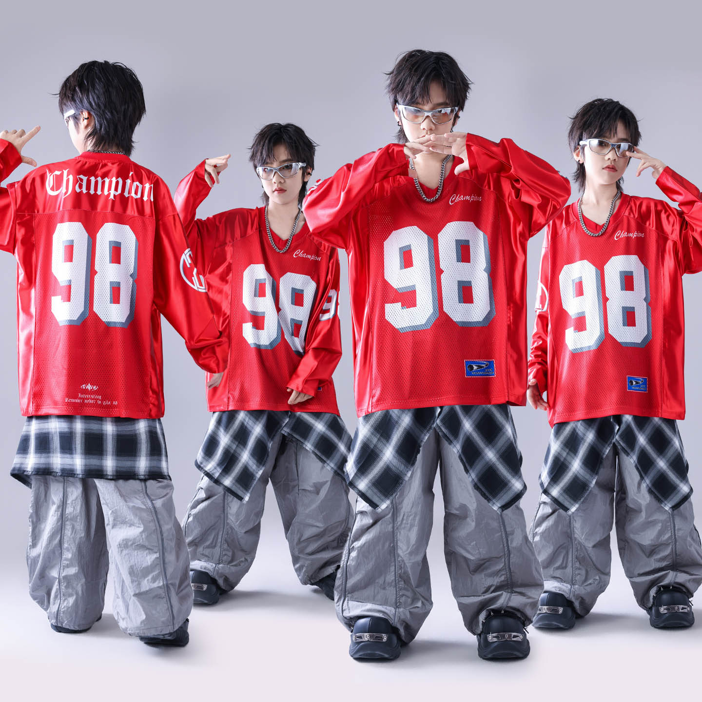 元旦儿童街舞演出服架子鼓男童喜庆帅气套装少儿服装hiphop童装酷